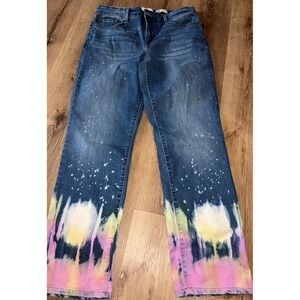 Women's Distressed Tie Dye Crop‎ Straight Leg Jeans Size 8